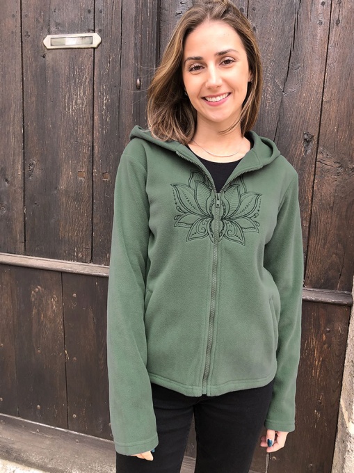Jacheta kaki cu broderie Lotus