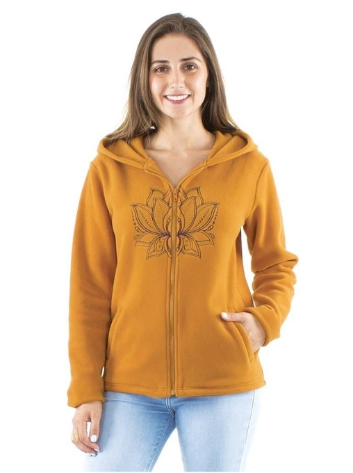 Jacheta mustar cu broderie Lotus