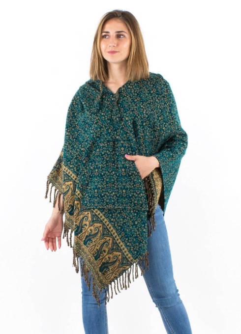 Poncho boho nuanta petrol