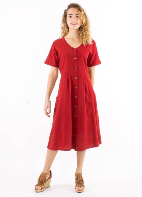Rochie bbc rosu ruginu cu nasturi