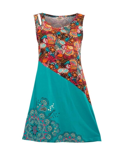 Rochie bumbac cu print colorat