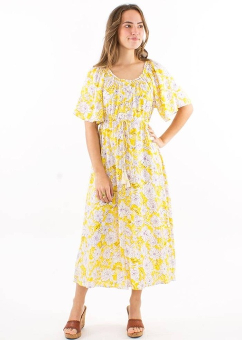 Rochie midi galbena print anemone