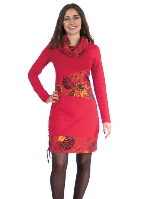 Rochie rosie asimetrica baba-cool