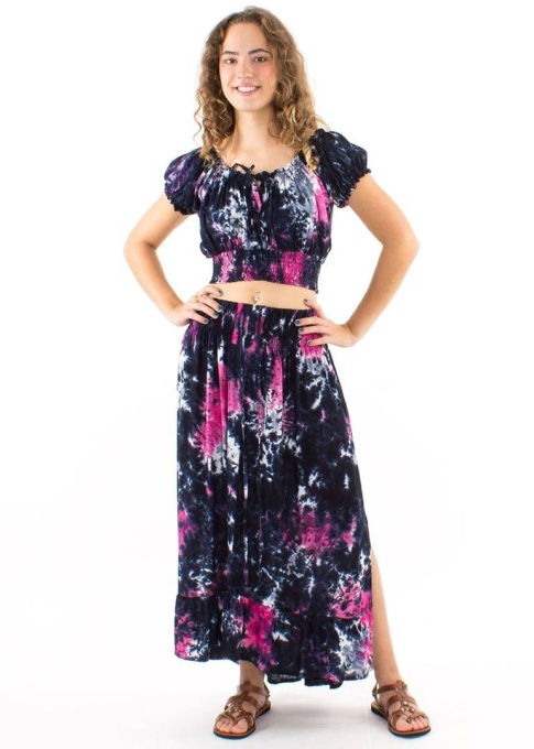 Set top/fusta model negru Tie Dye