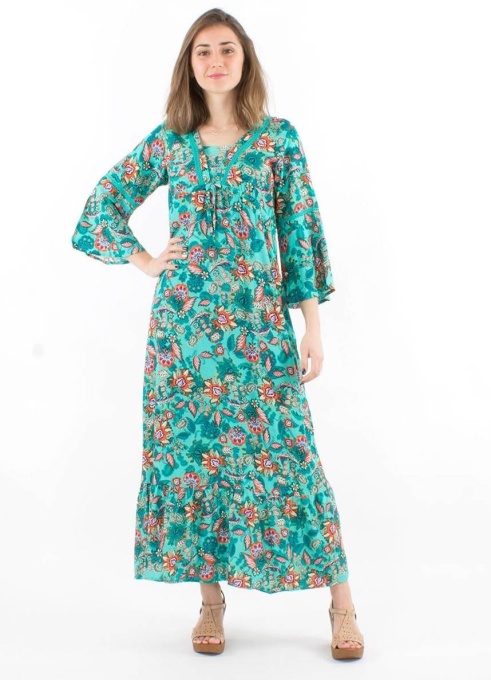 Rochie lunga boema cu flori