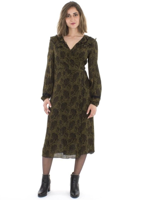 Rochie midi wrap imprimeu "forest"