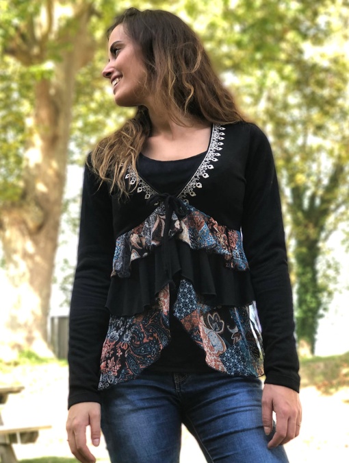 Bluza boho cu volane si broderii