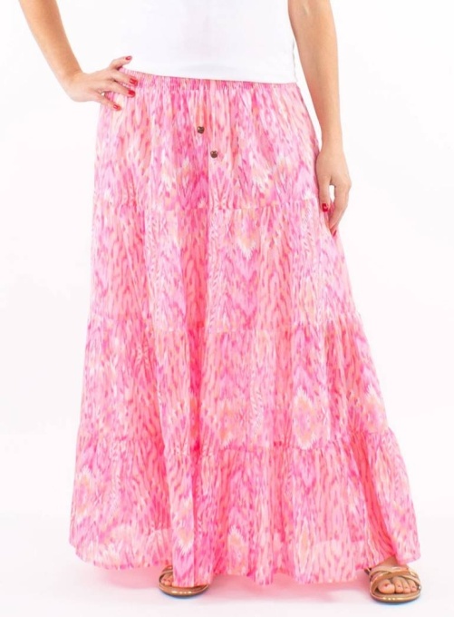 Fusta lunga rose bumbac modele aztece