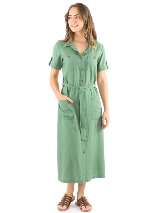 Rochie kaki stil camasa