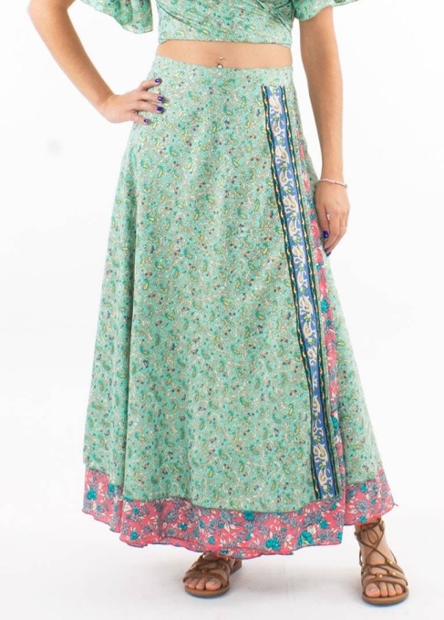 Fusta Maxi Sari Wrap nuanta menta