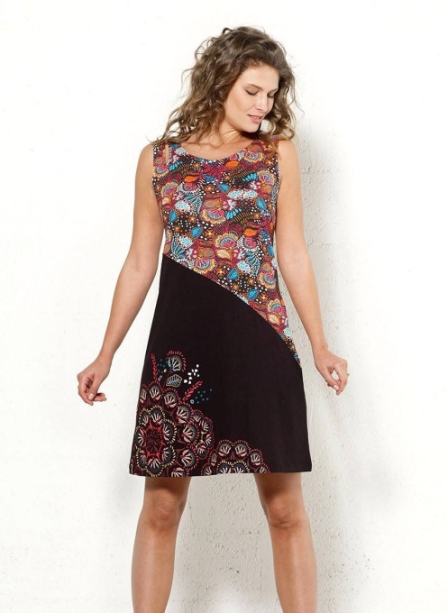 Rochie neagra bbc cu print colorat