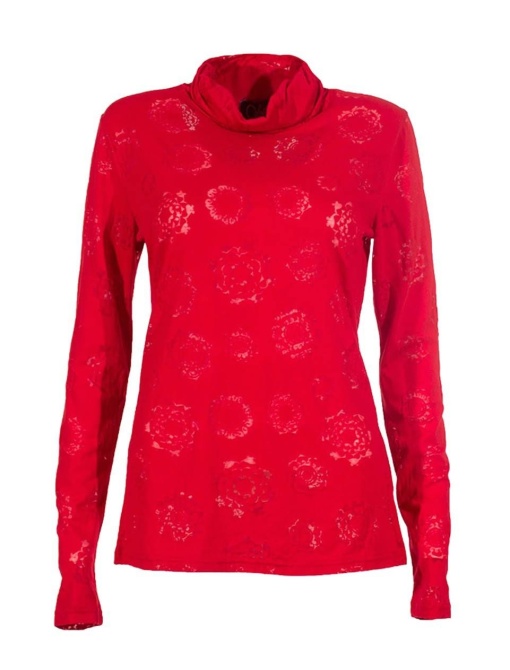 Bluza rosie cu efect devore