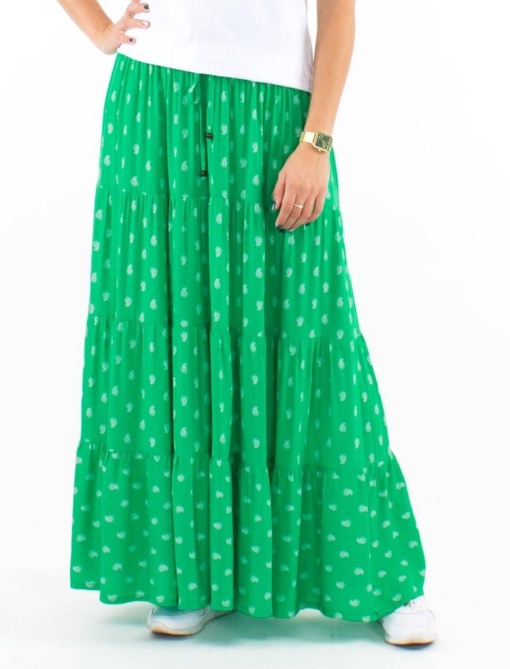 Fusta lunga verde print Bali