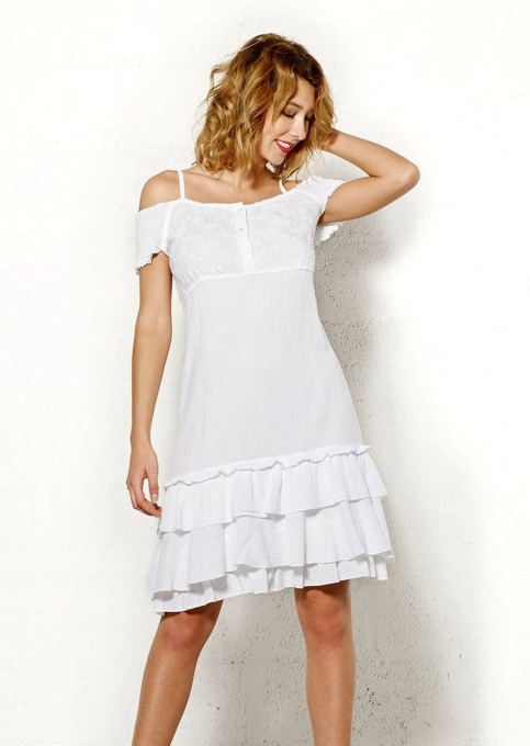 Rochie alba bumbac vintage style