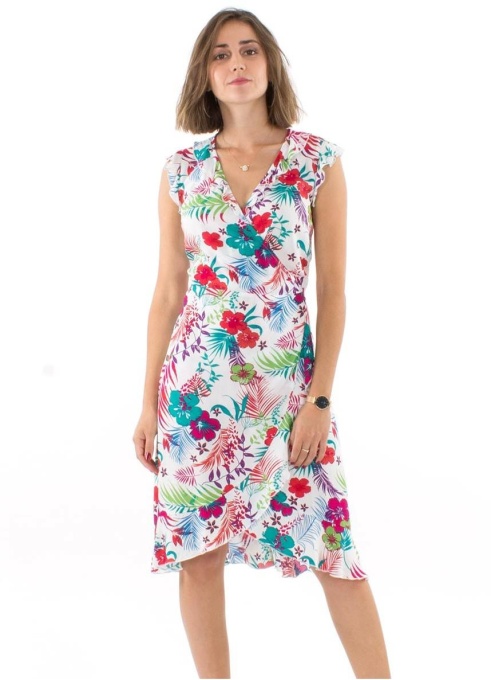 Rochie wrap cu imprimeu tropical