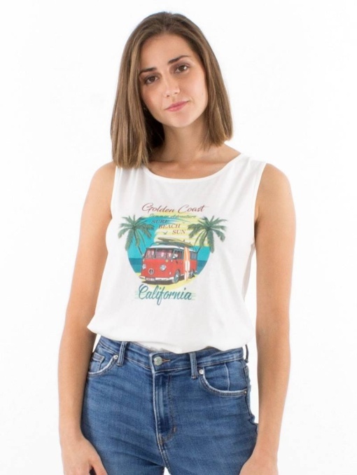 Top ecru hippie bumbac