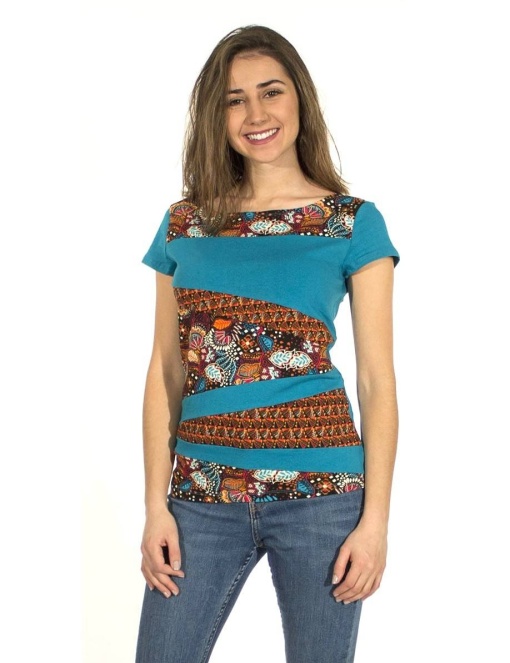 Tricou petrol bbc cu insertii florale