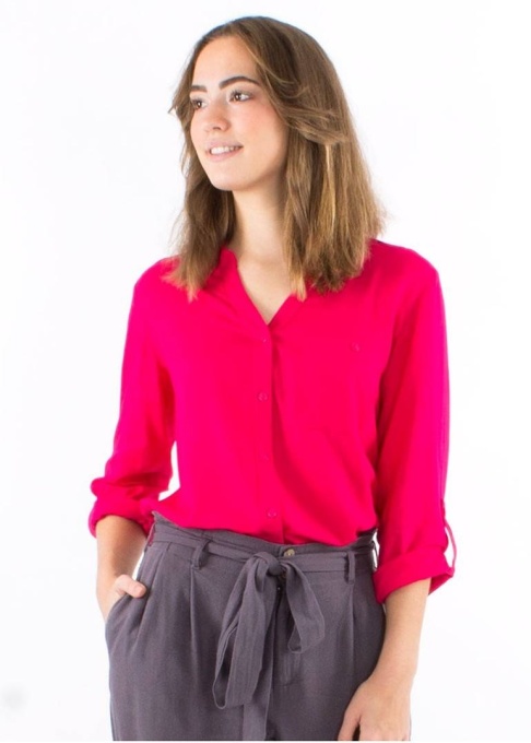 Camasa fuchsia cu guler Mao