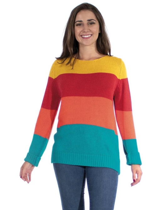 Pulover tricotat in dungi colorate