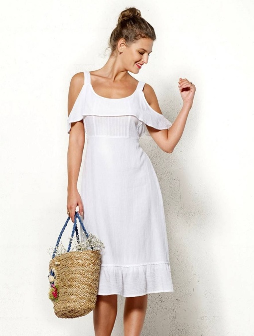 Rochie alba boho delicata