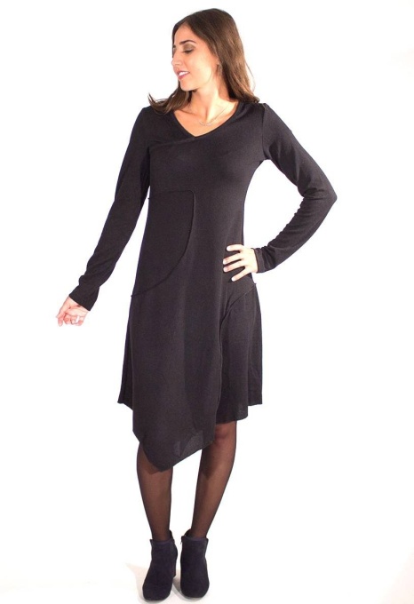 Rochie din tricot neagra asimetrica