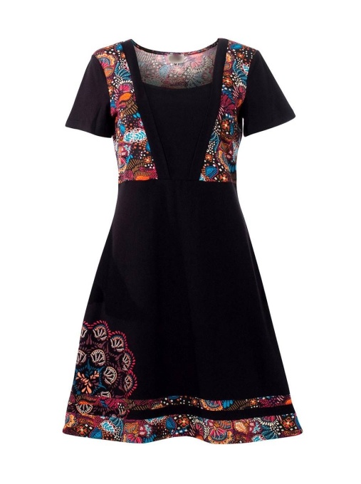 Rochie neagra cu insertii etnice