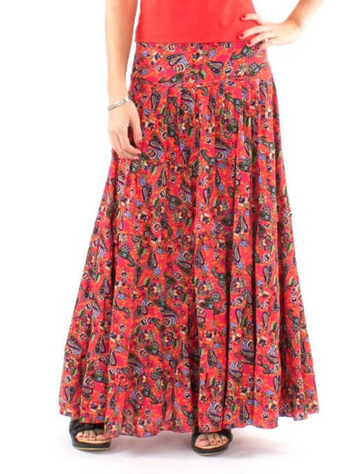 Fusta lunga evazata boho-chic