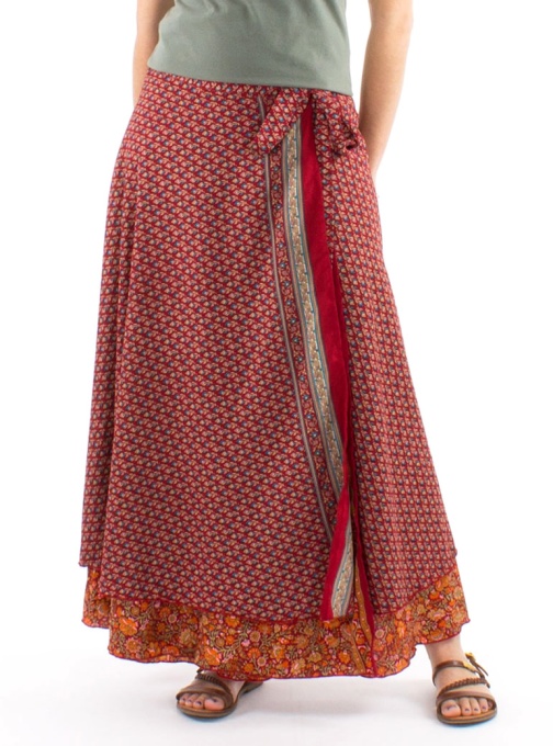 Fusta Sari lunga nuanta rosie croi wrap