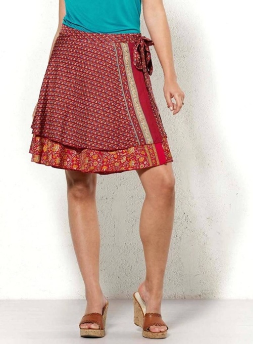 Fusta Sari rosie croi wrap