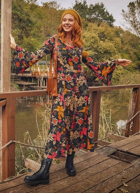 Rochie Florală Maxi Boho Chic