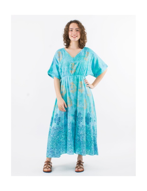 Rochie lunga menta bumbac cu captuseală