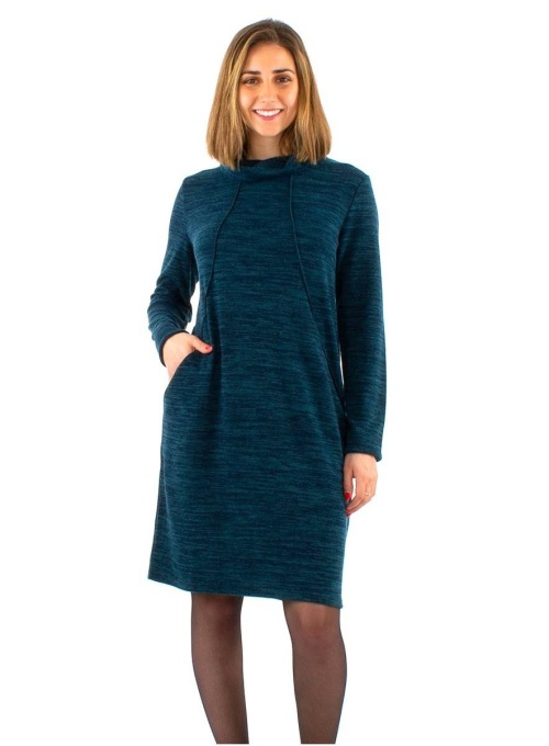 Rochie petrol tricot guler rulat