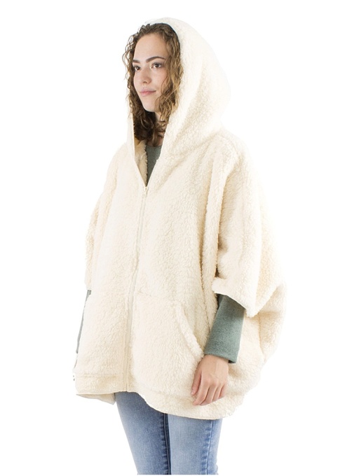 Jachetă Poncho bej din polar