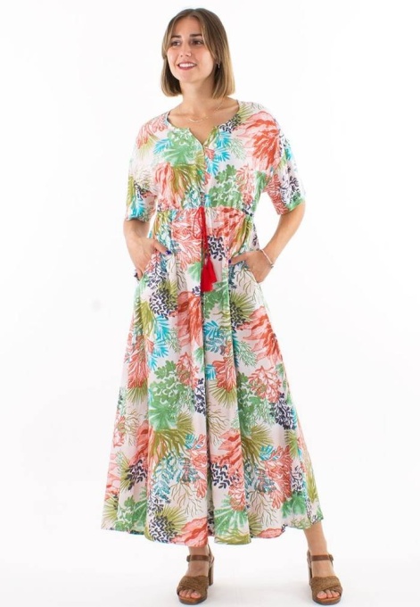 Rochie lunga cu imprimeu oceanic