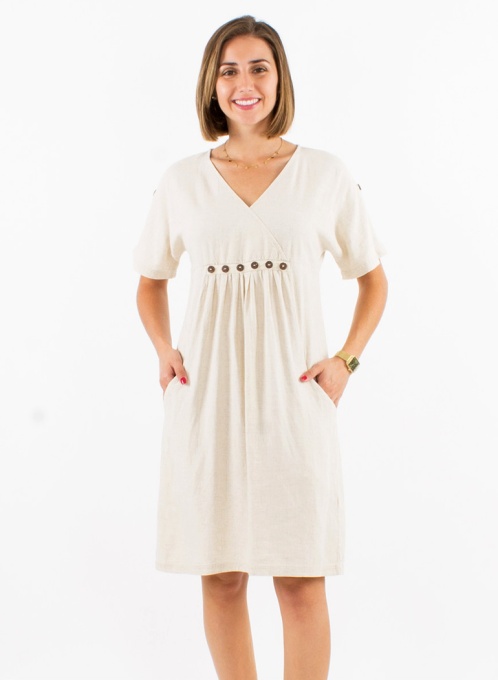 Rochie midi din in și vâscoză