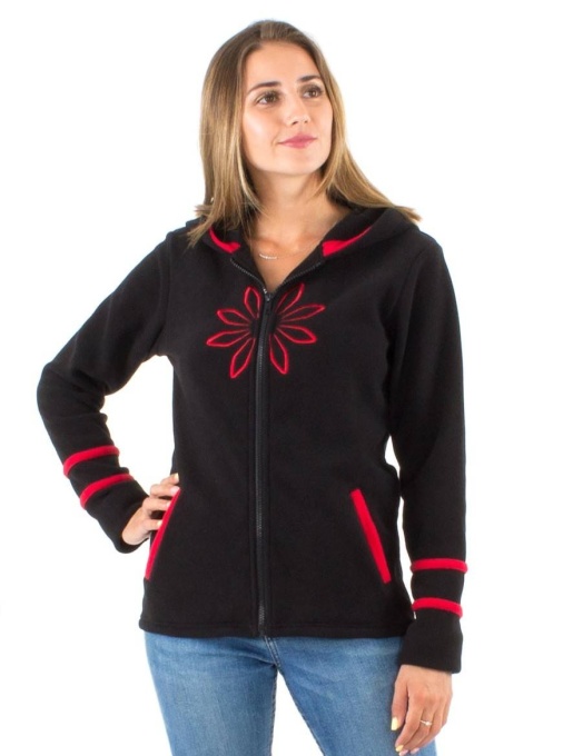 Jacheta neagra cu floare brodata