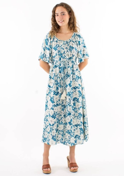 Rochie midi albastra print anemone
