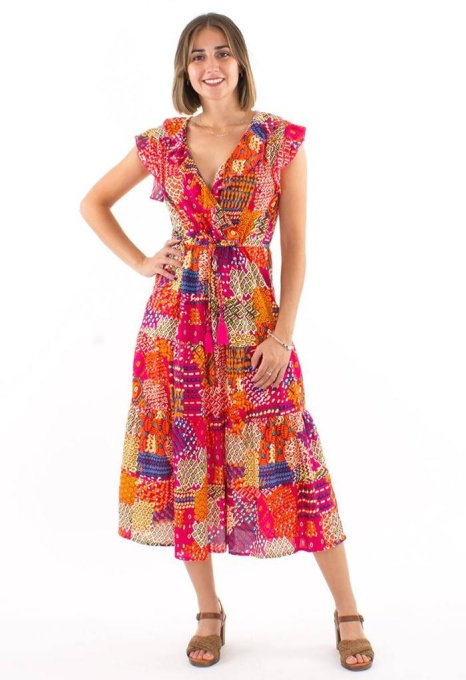 Rochie midi print multicolor