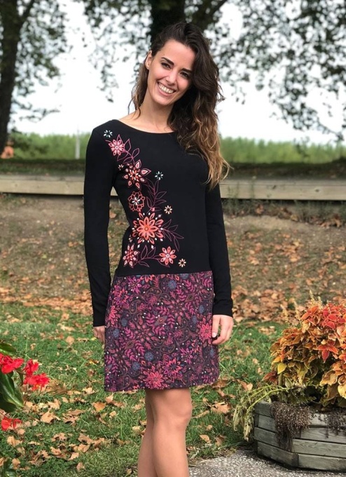 Rochie tricotata bumbac cu print laur