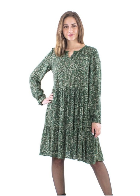 Rochie kaki Midi Retro Print Safari