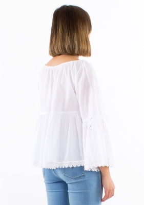 Bluza boema brodata cu maneci lalele - Img 3