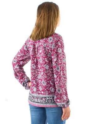 Bluza boema cu print "bujor" - Img 4