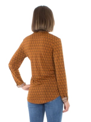 Bluza mustar cu print bambus - Img 2