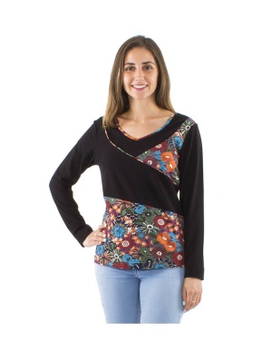 Bluza neagra bumbac Pop Print - Img 2