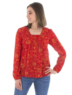 Bluza rosie cu decolteu patrat - Img 1