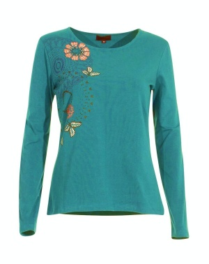 Bluza smarald cu print floral - Img 2