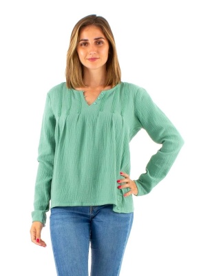 Bluza verde salvie bumbac dublu - Img 3