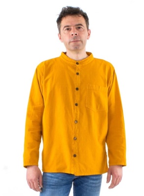 Camasa mustar unisex bumbac guler tunica - Img 2