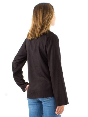 Camasa neagra chic cu guler tunica - Img 3
