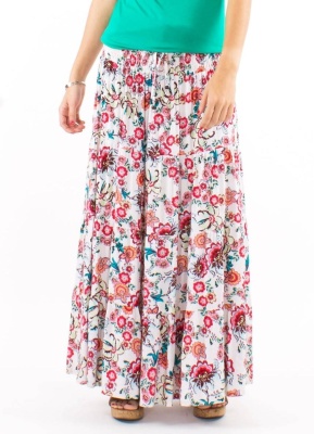 Fusta lunga boho-chic croi evazat - Img 3